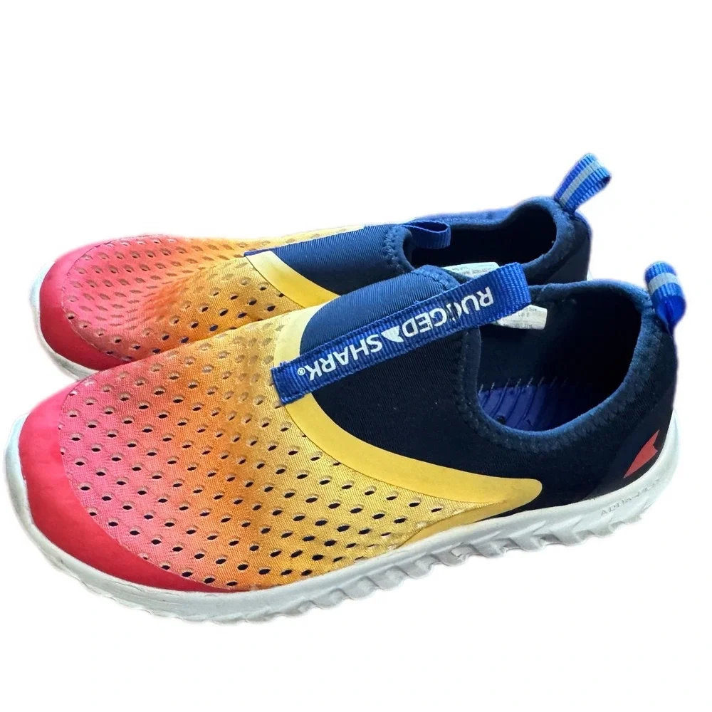 Rugged Shark Water Shoes Kids Size 2 Multicolor Excellent Sunset Mesh Slip On